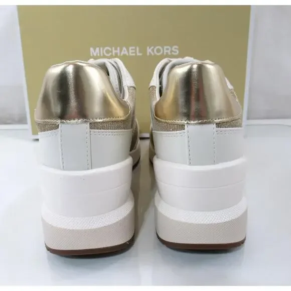Michael Kors Mabel Trainer Wedge Sneakers Glitter Chain Mesh Pale Gold Size 10 - Picture 5 of 6